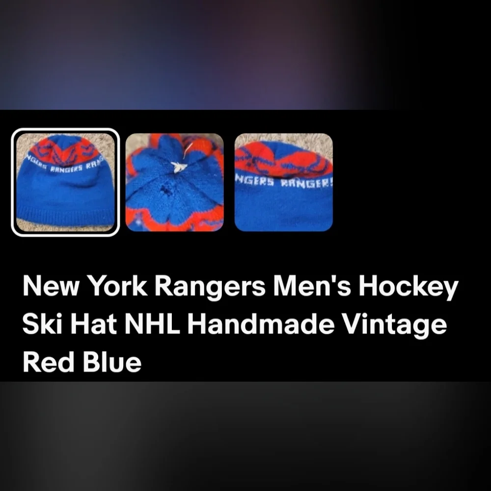 NHL New York Blue & Red Rangers Vintage Beanie Skulky Hat